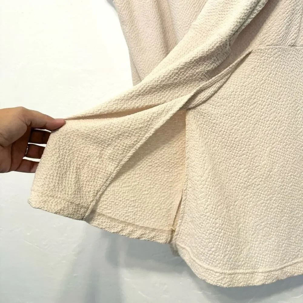 NWT Free People Beach Cowl Button Neck Gauze Oversized Cover Up Dress Beige XS/S